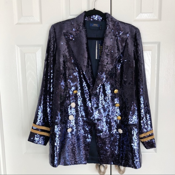 New Ralph Lauren Double Breasted Sequined Blazer - Picture 10 of 16